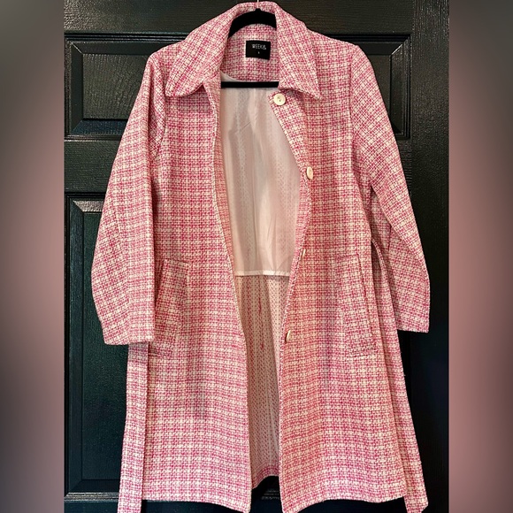 WEEK& Retro Tweed Pink & White Coat Barbiecore Size Small - Picture 4 of 5